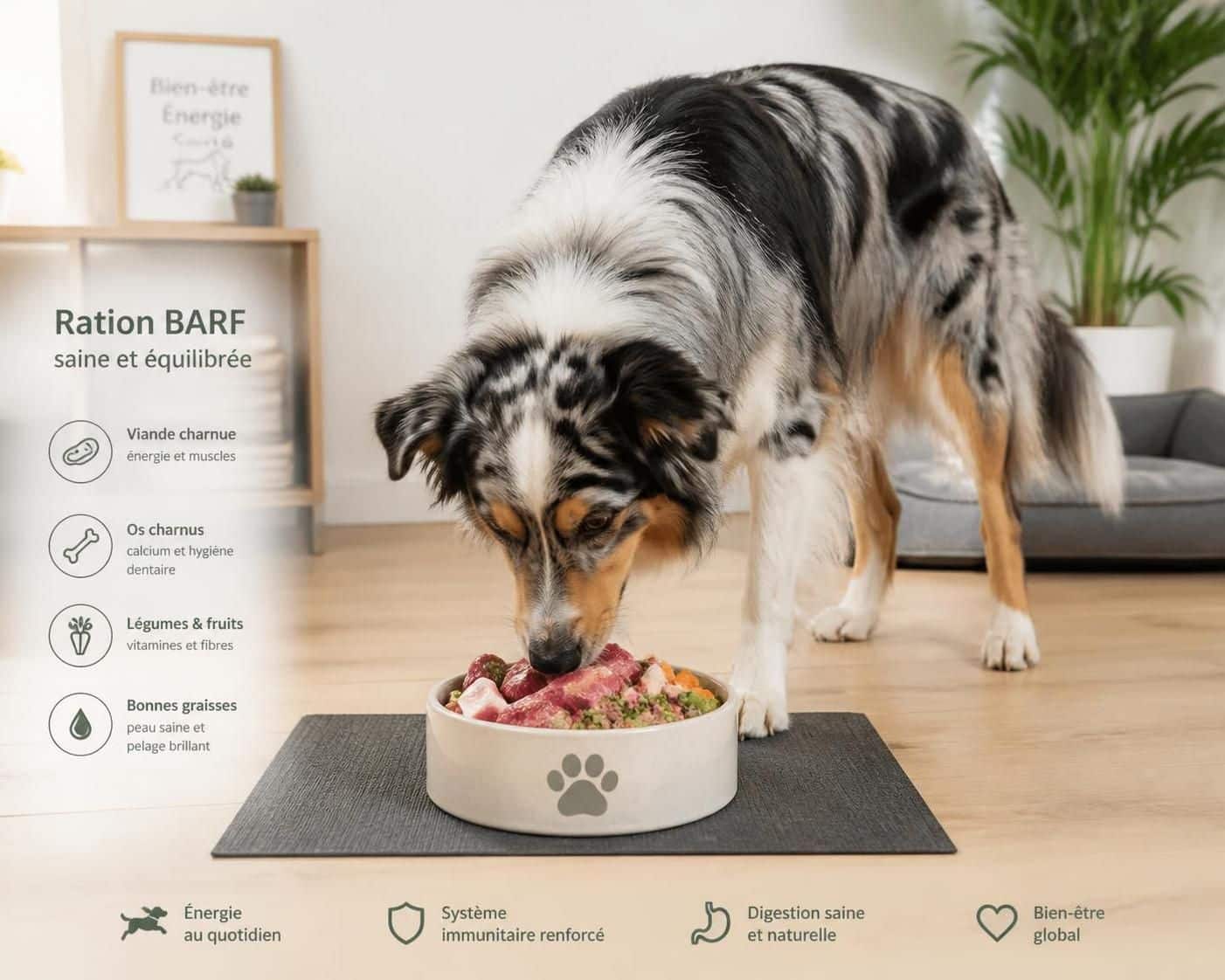découvrez comment passer des croquettes au barf sans perturber l'équilibre d'un chien actif, pour une transition alimentaire saine et naturelle.